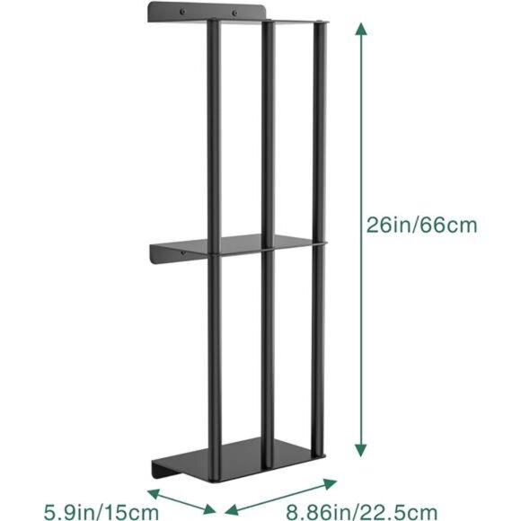 Towel Racks for Bathroom, Wall Mounted Towel Holder, 2 Tier Towel Rack w/ Shelf - Picture 4 of 7